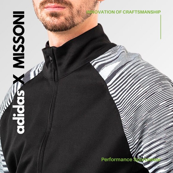 ADIDAS X MISSONI Men's 'PHX' Knit Space-Dyed Melange Jacket Black/White/Gray - L - Picture 4 of 13